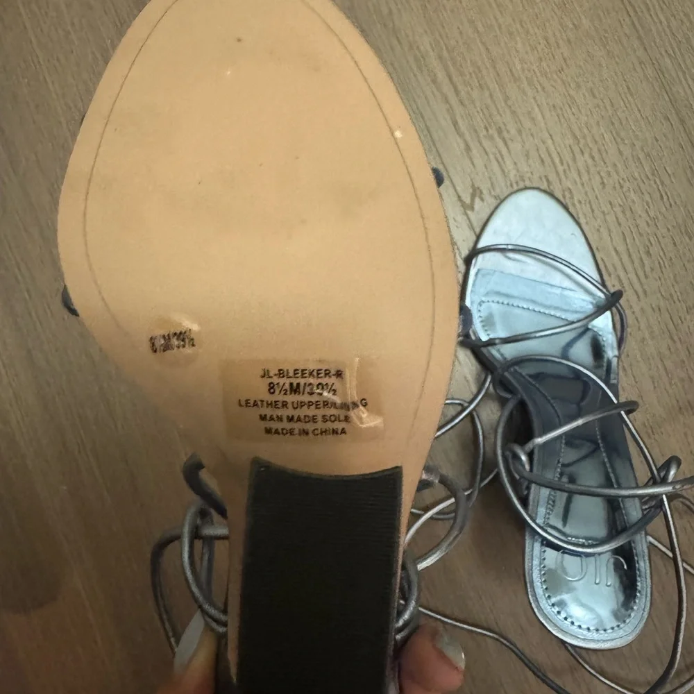 Elegant Blue Strappy Wedge Sandals - Picture 7 of 8